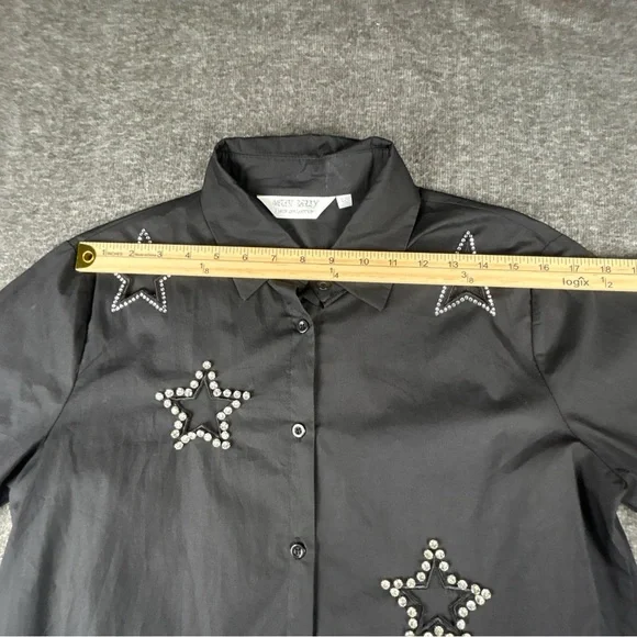 Black Star Embellished/ Embroidered Button Down Shirt Size S - Picture 8 of 12